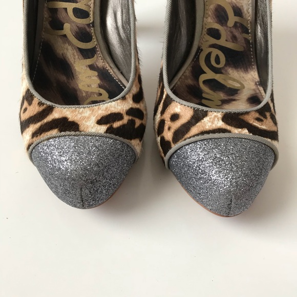 Sam Edelman Animal Print Glitter Heels 6.5 - Picture 3 of 8